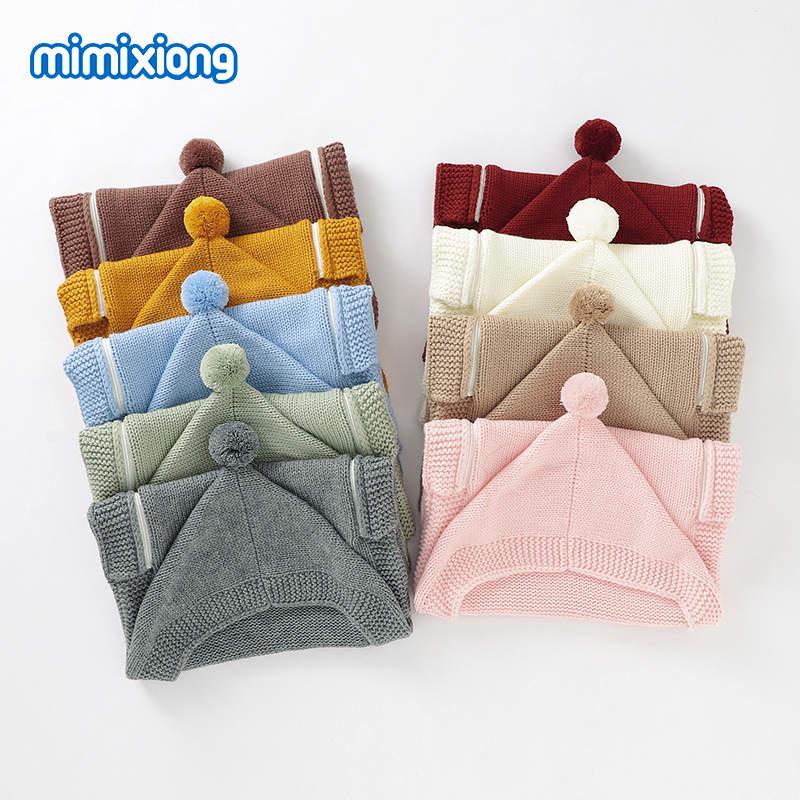 Solid color knitted hooded sleeping bag