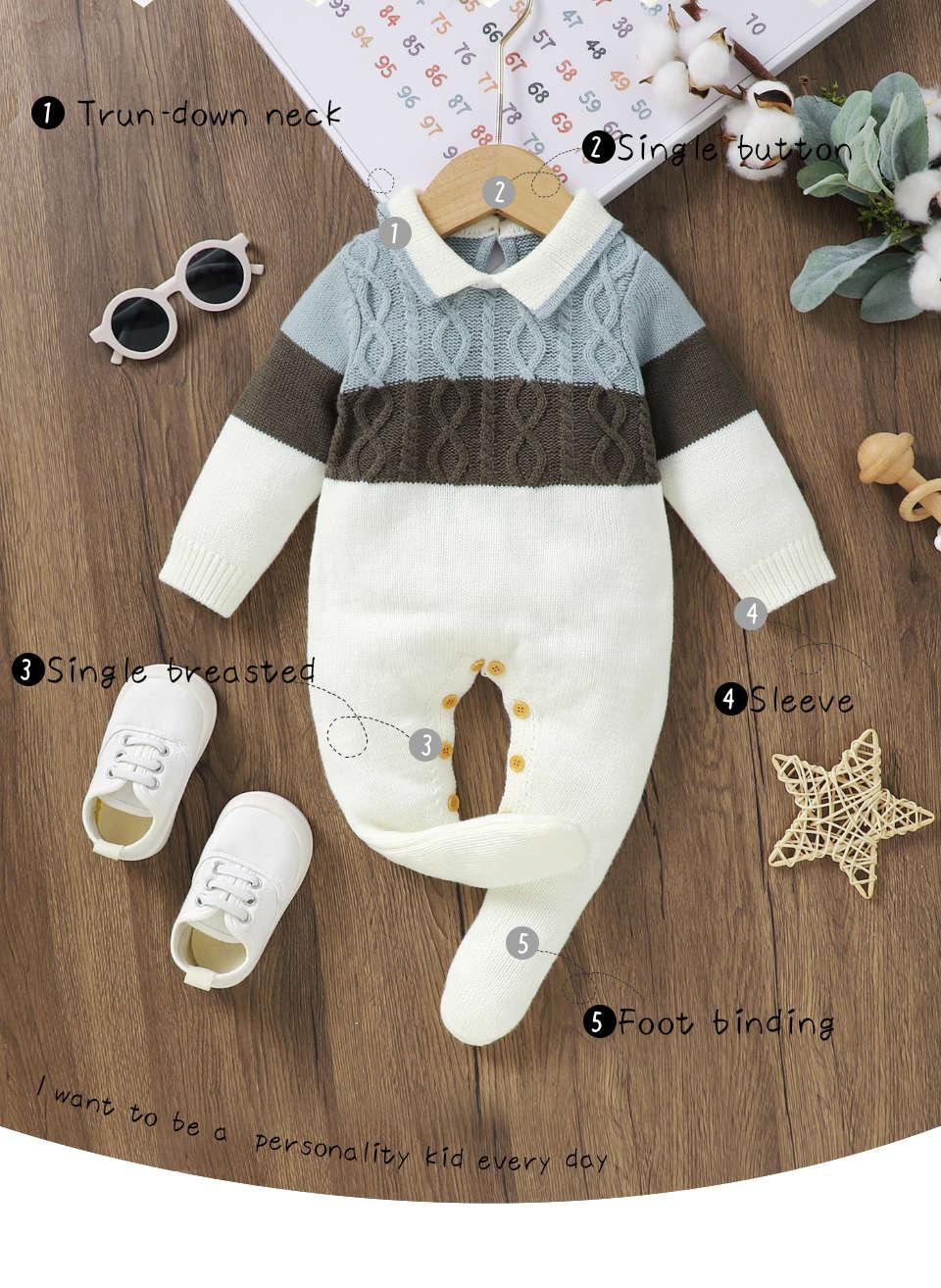 Infant Baby Boy Contrast Color Autumn Jumpsuit 