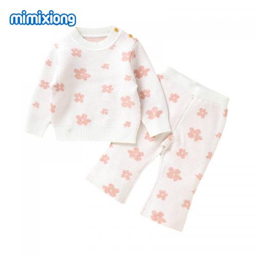 New baby floral jacquard knitted suit