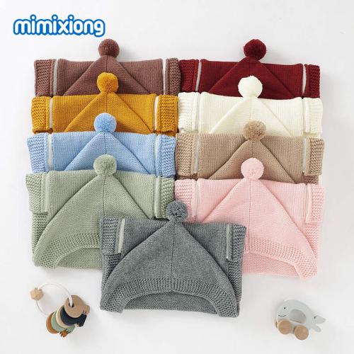 Solid color knitted hooded sleeping bag